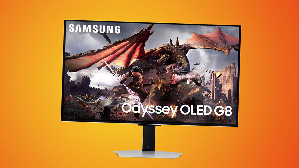 Monitor Samsung Odyssey OLED G8 na oranžov&eacute;m pozad&iacute;_04