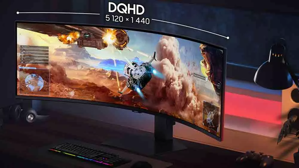 Zakrivený monitor Samsung Odyssey G9 49 palcov na stole_02