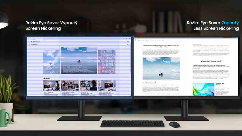 Dva monitory Samsung Viewfinity S6 na stole_03