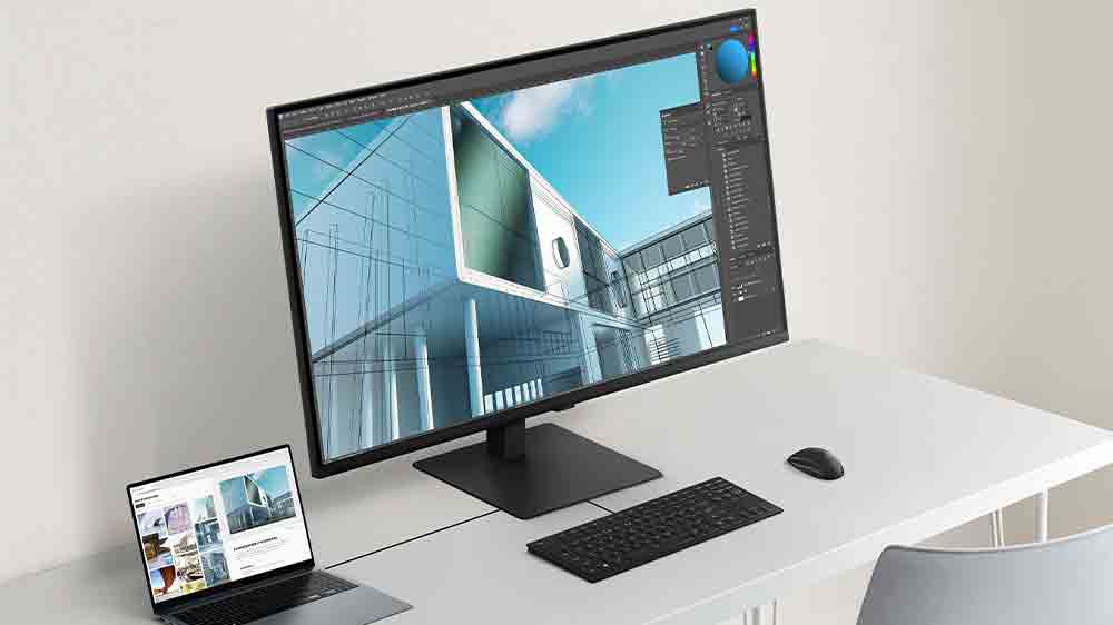 Notebook připojený k monitoru Samsung Viewfinity S7_04
