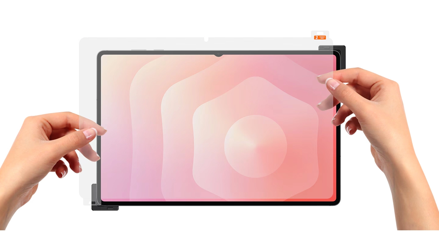 Ruce nand&aacute;vaj&iacute; ochrannou f&oacute;lii Samsung Anti-Reflect Screen Protector pro Galaxy Tab S11 Ultra na tablet