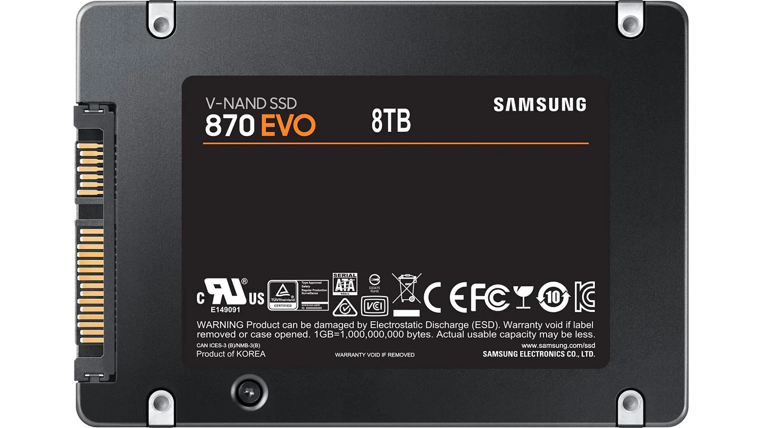 Datov&eacute; &uacute;loži&scaron;tě SSD Samsung &ndash; pohled zezadu