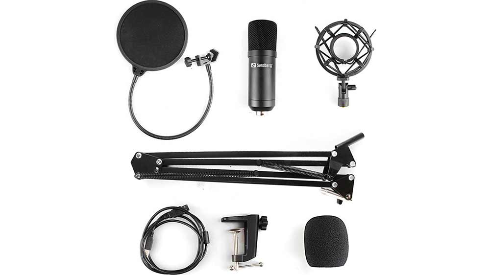 USB mikrofon pro streamery v sadě SANDBERG USB Microphone Kit – díly sady mikrofonu_03