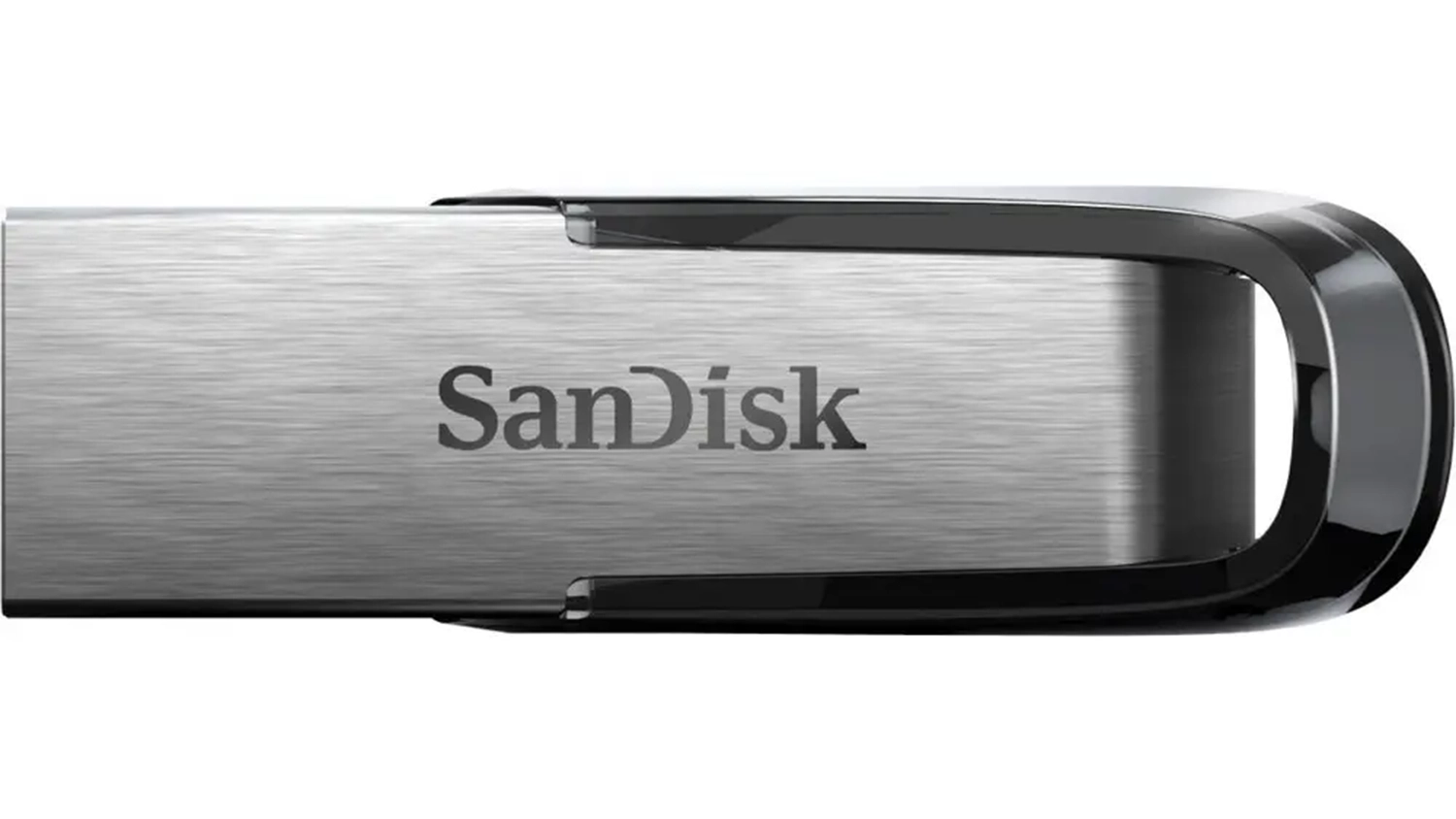 Flash disk SanDisk Ultra Flair 64GB 3.0 USB na bílém pozadí zobrazující kovové tělo a kompaktní design
