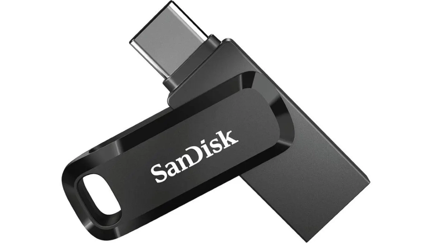 USB flash disk SanDisk Ultra Dual Drive Go SDDDC3-032G-G46 black na bílém pozadí