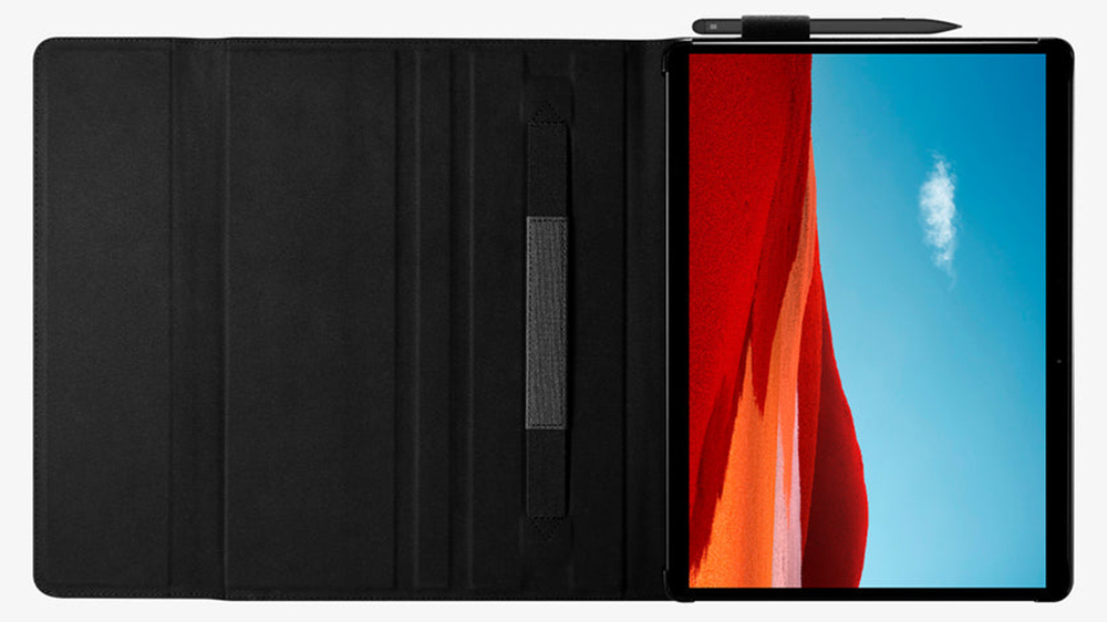 Rozložené pouzdro Spigen Stand Folio Black Microsoft Surface Pro 8 s poutkem pro ruku_02