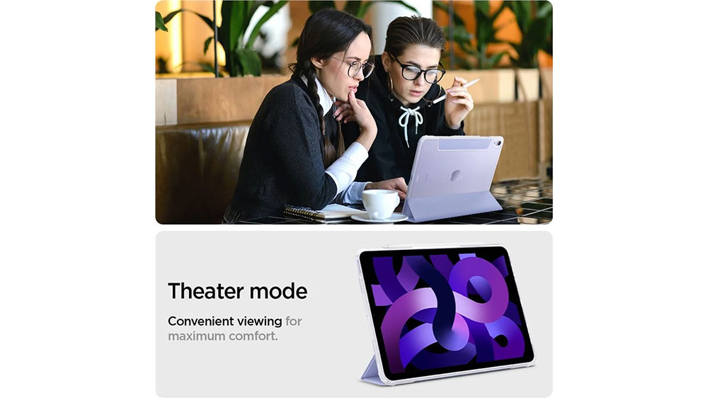 Ženy v kav&aacute;rně parcuj&iacute;c&iacute; na iPAdu v pouzdru Spigen Ultra Hybrid Pro_02