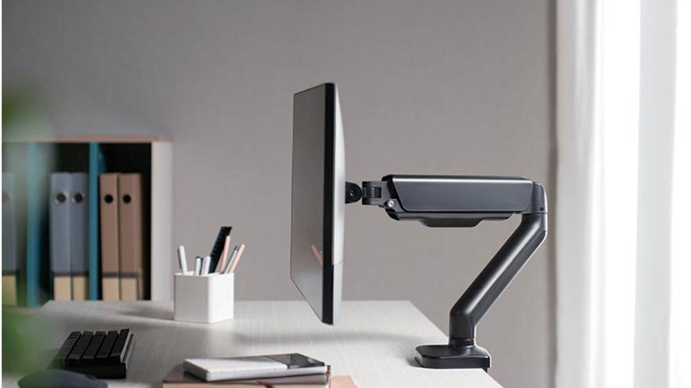 Drž&aacute;k monitoru STELL SOS 2111 SINGLE uchycen&yacute; na hraně stolu_02