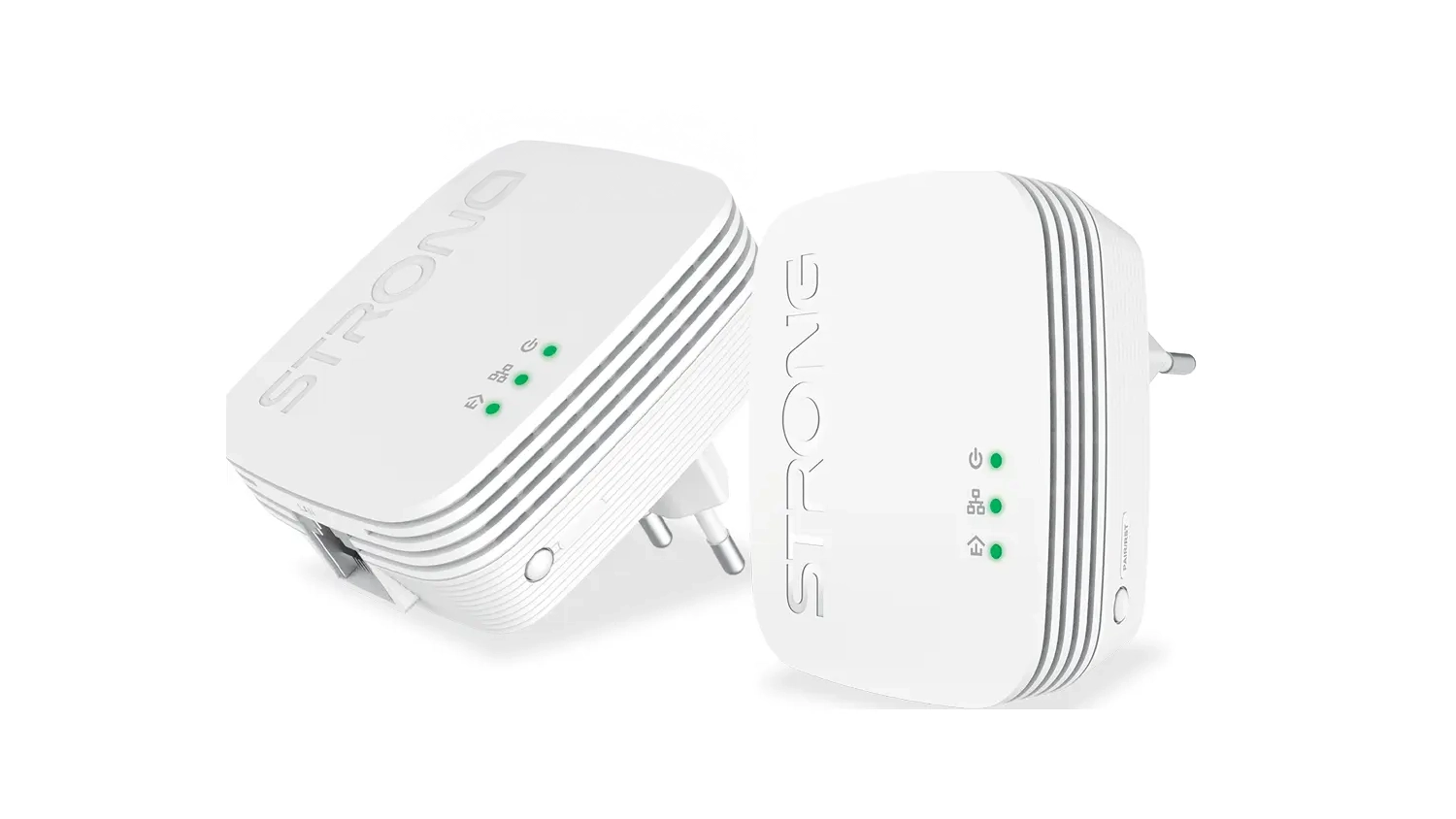 Dvojice Powerline adapt&eacute;rů Strong 600 Duo Mini předn&iacute; &scaron;ikm&yacute; pohled