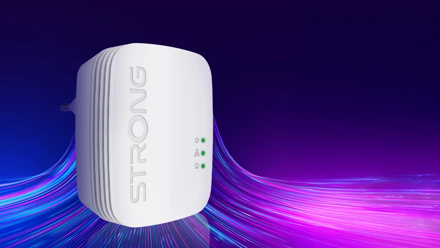 Powerline adapt&eacute;r Strong Powerline 600 Duo Mini zapojen&yacute; do z&aacute;suvky