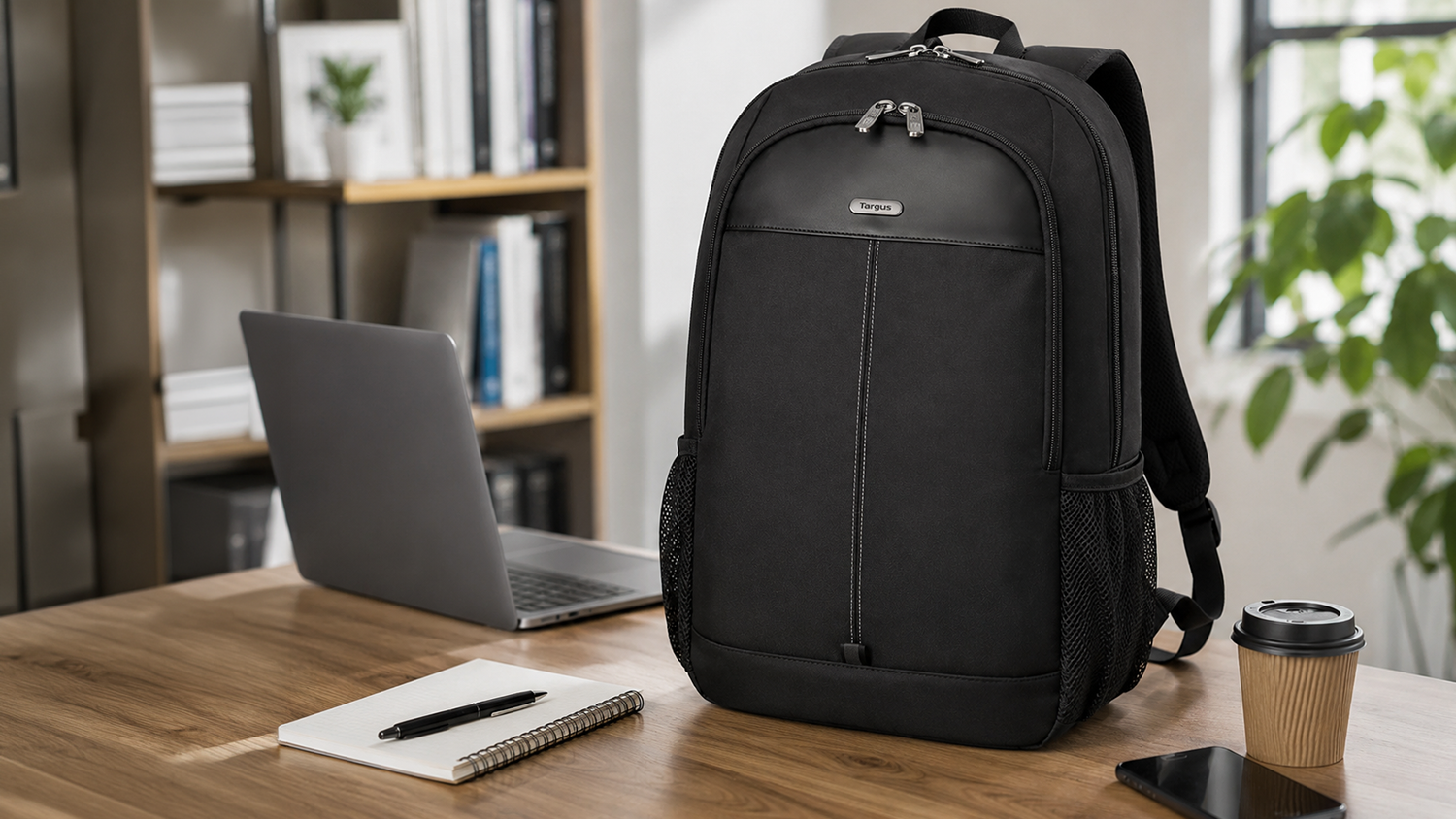 Batoh pro notebook Targus TBB943GL připravený na stole