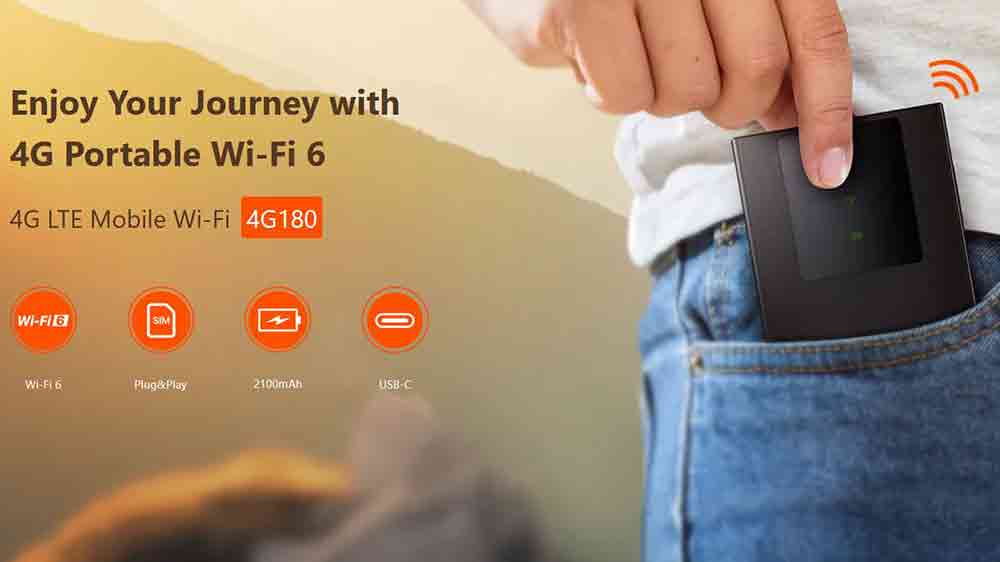 Muž vkládající si hotspot Tenda 4G180v4 do kapsy_02