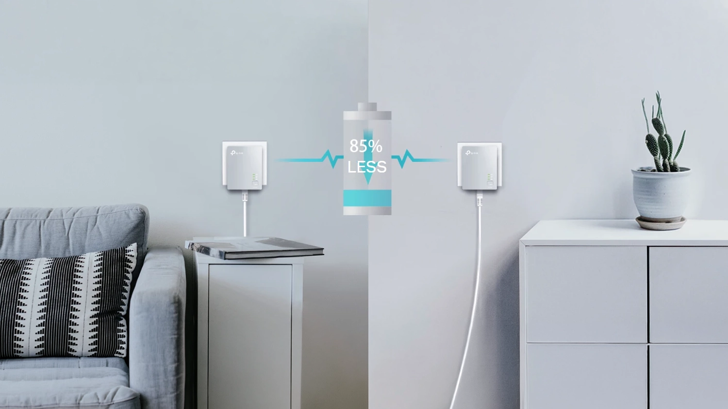Adaptéry powerline TP-Link TL-PA4010 zapojené ve dvou místnostech
