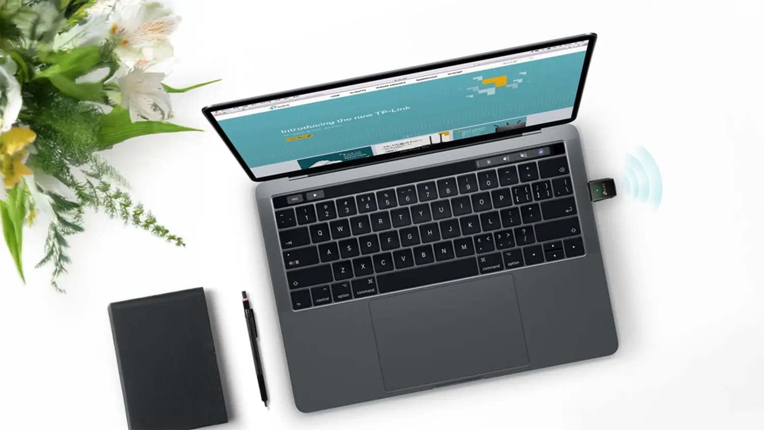 Wi-Fi adaptér připojený k notebooku