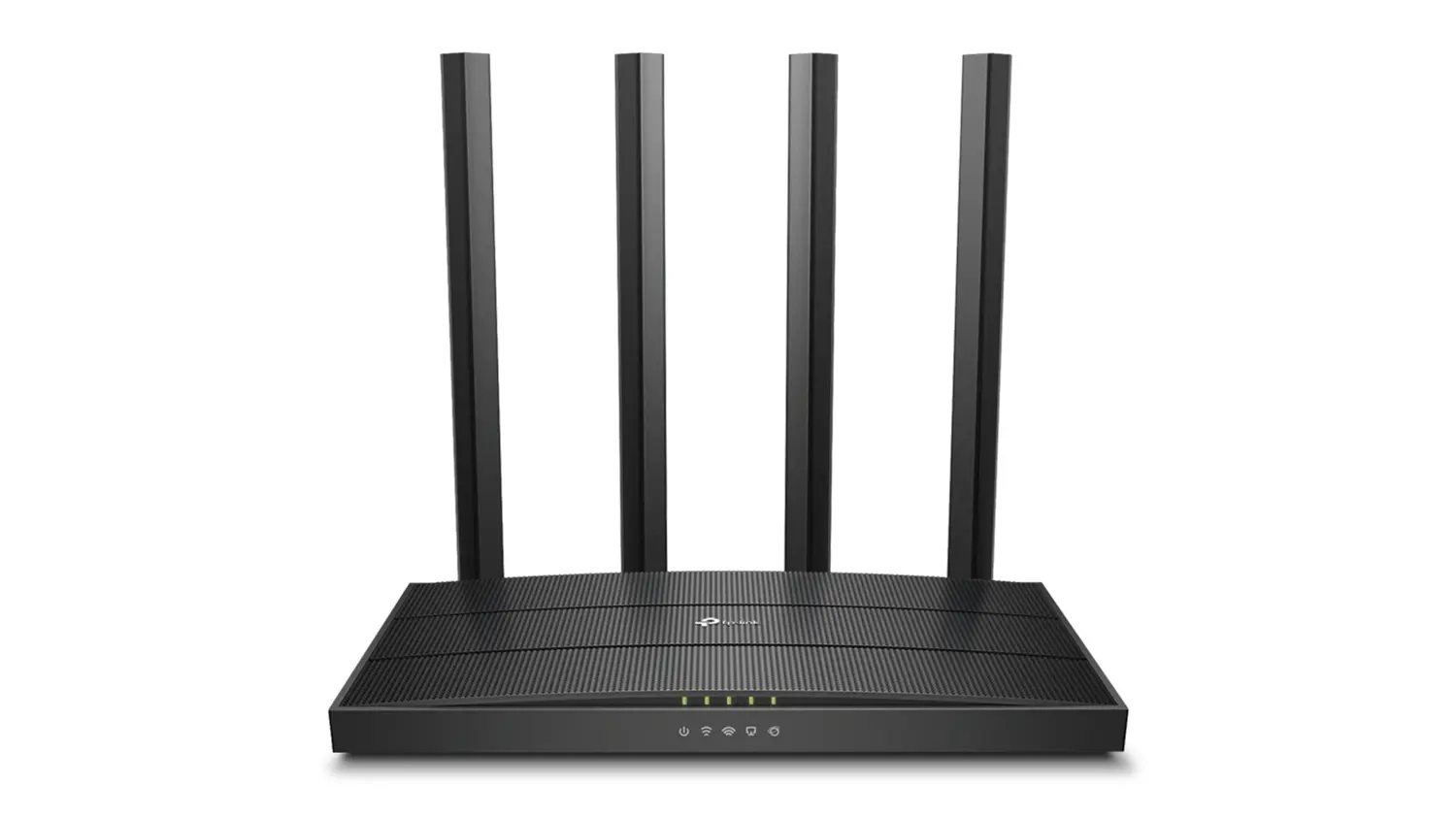 Pohled na router TP-Link Archer C80 AC1900 zobrazuj&iacute;c&iacute; v&scaron;echny čtyři extern&iacute; ant&eacute;ny.