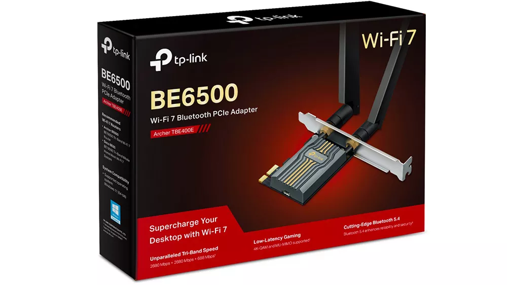Krabice Adaptér Wi-Fi PCIe TP-Link Archer TBE400E BE6500