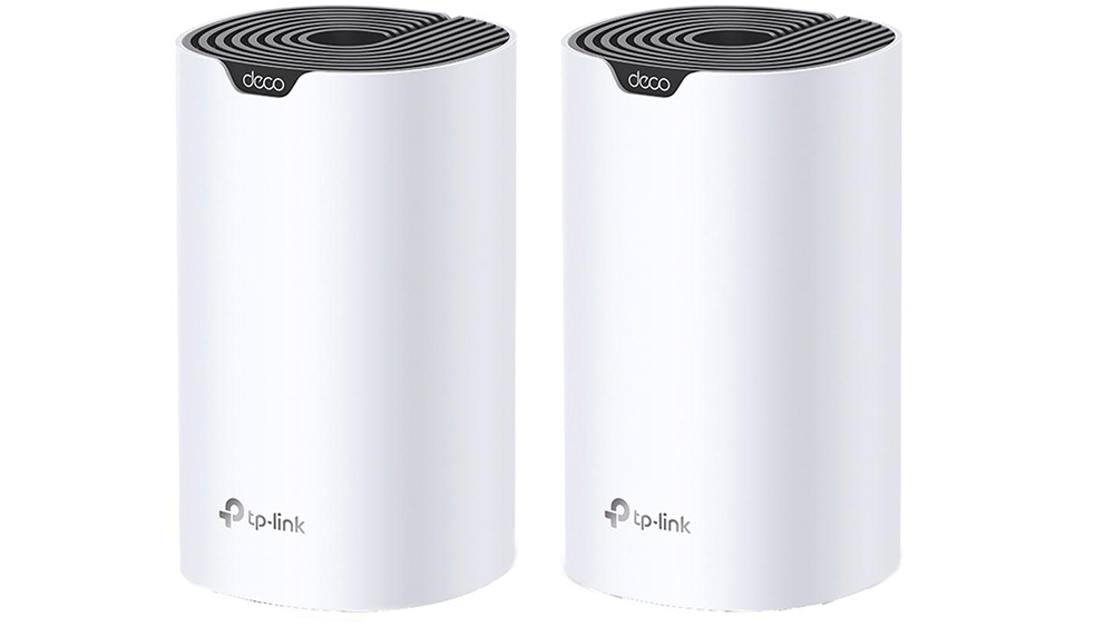 Mesh router syst&eacute;m TP-Link Deco S7 AC1900 na b&iacute;l&eacute;m pozad&iacute; zobrazuj&iacute;c&iacute; kompaktn&iacute; design jednotky