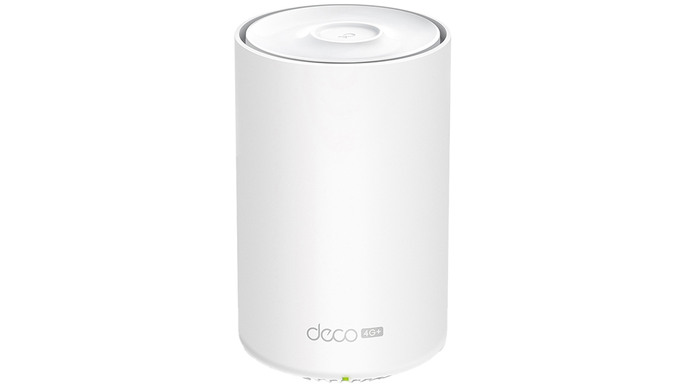 Router TP-Link Deco X50-4G 1-pack na b&iacute;l&eacute;m pozad&iacute; zobrazuj&iacute;c&iacute; elegantn&iacute; design a kompaktn&iacute; rozměry