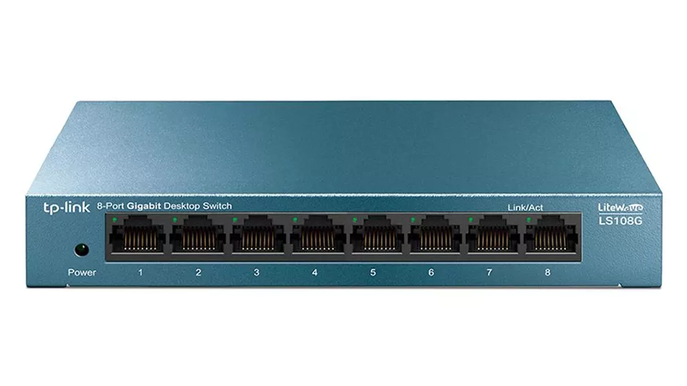 Switch TP-Link LiteWave LS108G v čistom prevedení zobrazujúci všetkých osem sieťových portov