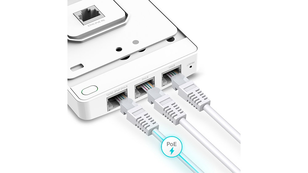 Př&iacute;stupov&yacute; bod TP-Link Omada EAP615-Wall AX1800 Wall Plate zaji&scaron;ťuj&iacute;c&iacute; stabiln&iacute; Wi-Fi 6 připojen&iacute; pro v&iacute;ce zař&iacute;zen&iacute;