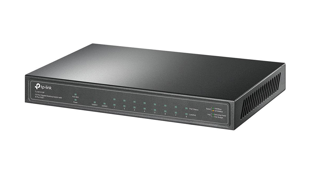 Switch TP-Link TL-SG1210P 10portový Gigabit Desktop s 8portovým PoE+ demonstrující bezpečnostní funkce a izolaci portů