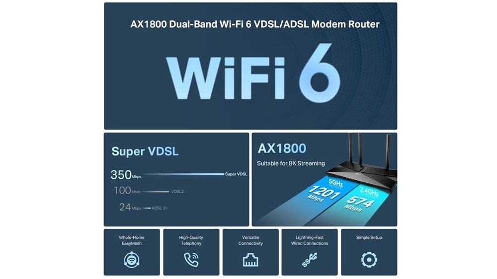 Wi-Fi 6 VDSL/ADSL Router TP-LINK VX1800V ARCHER Router a modem v jednom _02