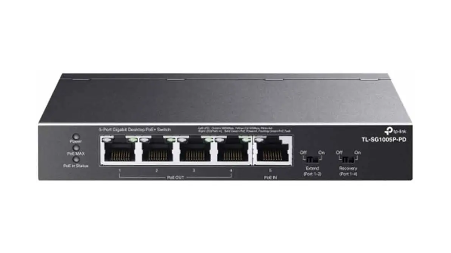 Switch TP-Link TL-SG1005P-PD čierny zadný pohľad