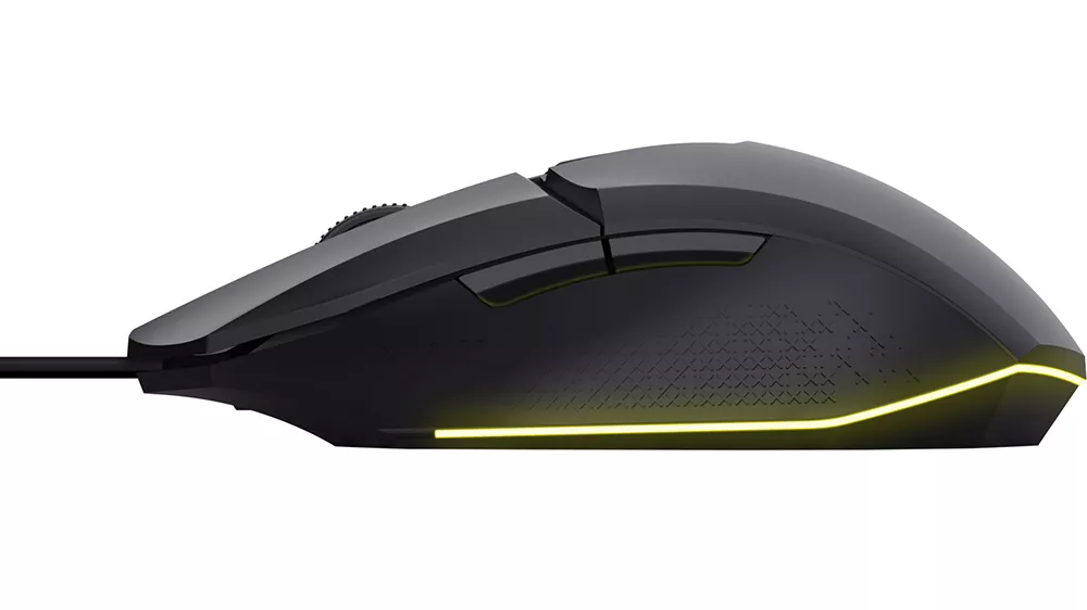 Herná myš Trust GXT 109 Felox demonštrujúca nastaviteľné tlačidlá a RGB podsvietenie v akcii