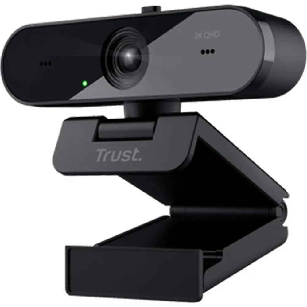WEB kamera Trust Taxon QHD Webcam ECO čierna šikmý horný pohľad