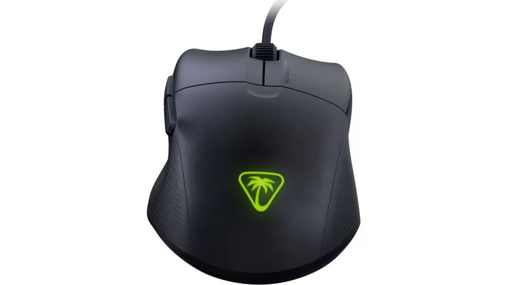 Herná myš Turtle Beach Pure SEL s osvetlenou technológiou AIMO ukazujúca programovateľné tlačidlá a odolnú konštrukciu