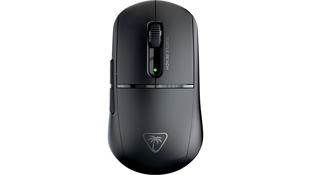 Myš Turtle Beach Burst II Air black na bílém pozadí zobrazující ergonomický design, tlačítka a ultralehkou konstrukci