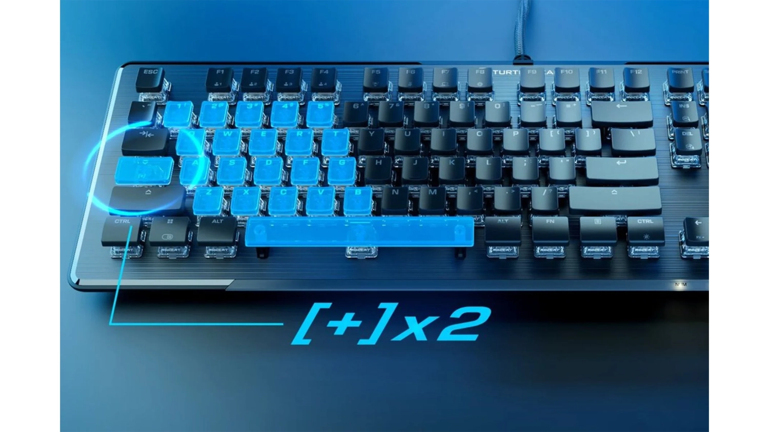 Mechanická herní klávesnice Turtle Beach Vulcan II TKL černá s detailem na funkce