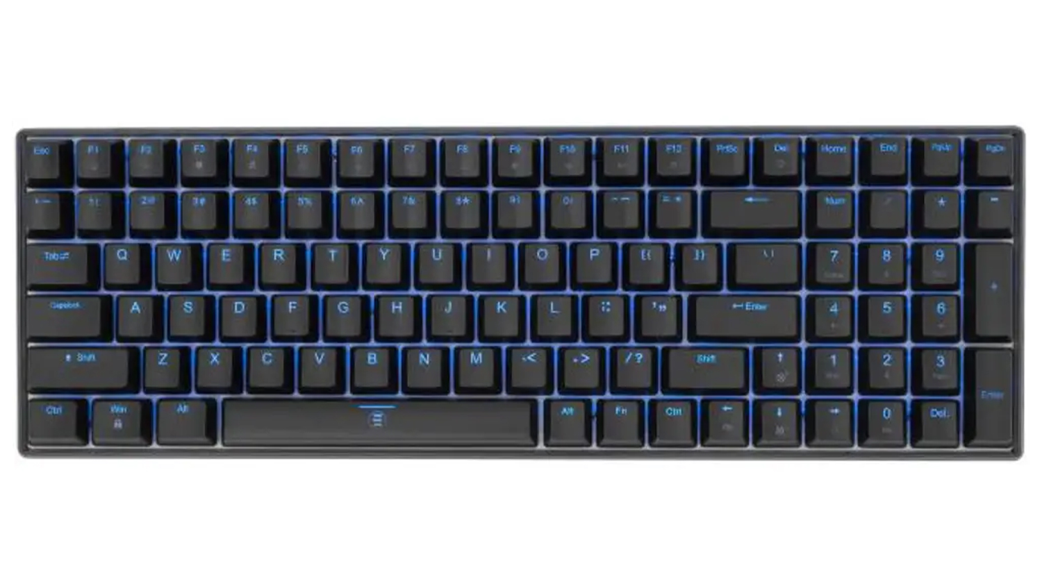 Herní klávesnice White Shark KATANA Premium Line ESL-K2 na bílém pozadí zobrazující celkový design