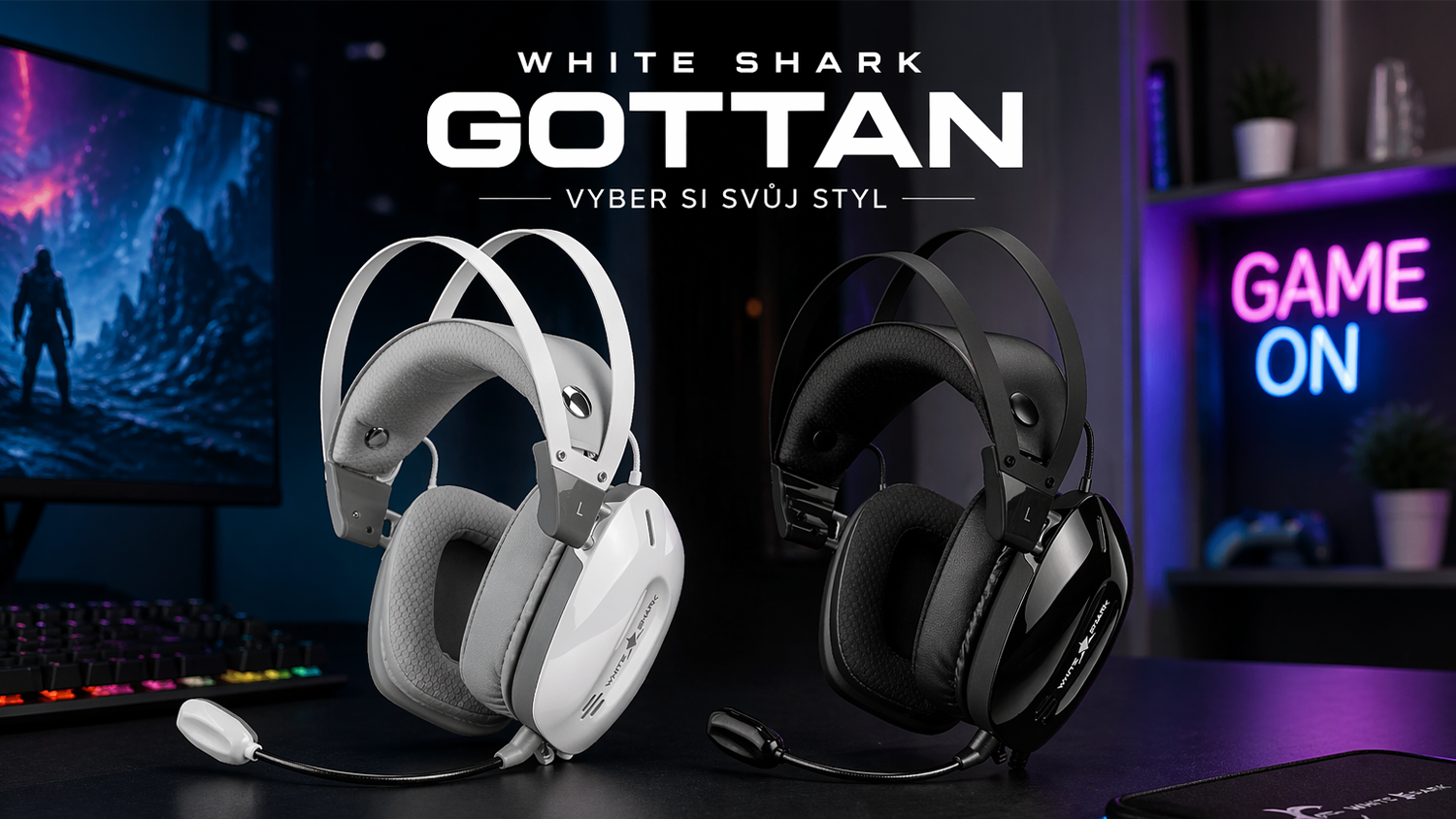 Herné slúchadlá White Shark GOTTAN farebné varianty