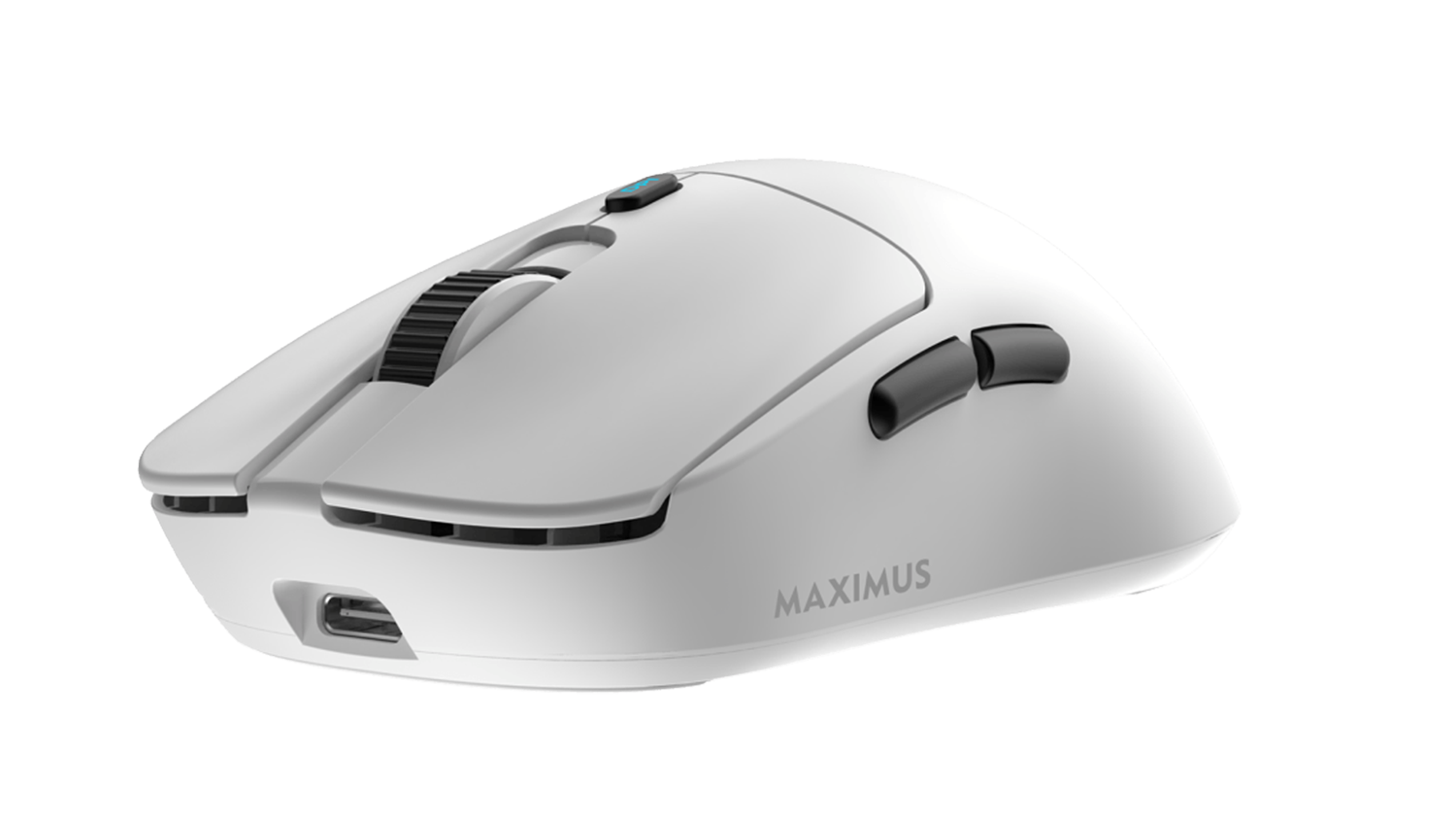 Herná myš White Shark MAXIMUS biela bočný pohľad