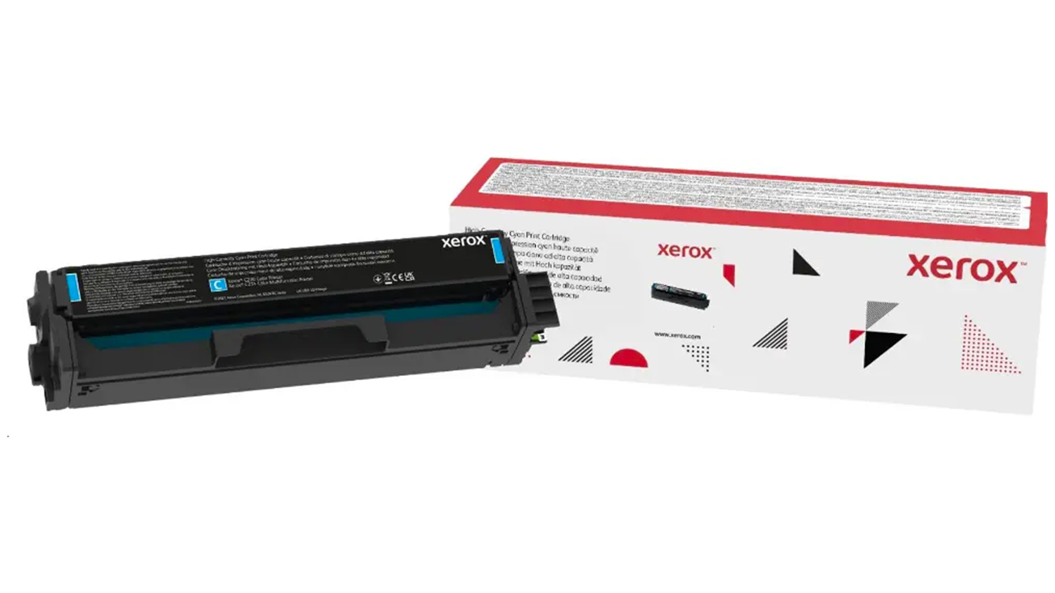 Toner origin&aacute;ln&iacute; Xerox 006R04396 High Capacity tyrkysov&yacute; 2500 stran na b&iacute;l&eacute;m pozad&iacute; zobrazuj&iacute;c&iacute; celkov&yacute; design
