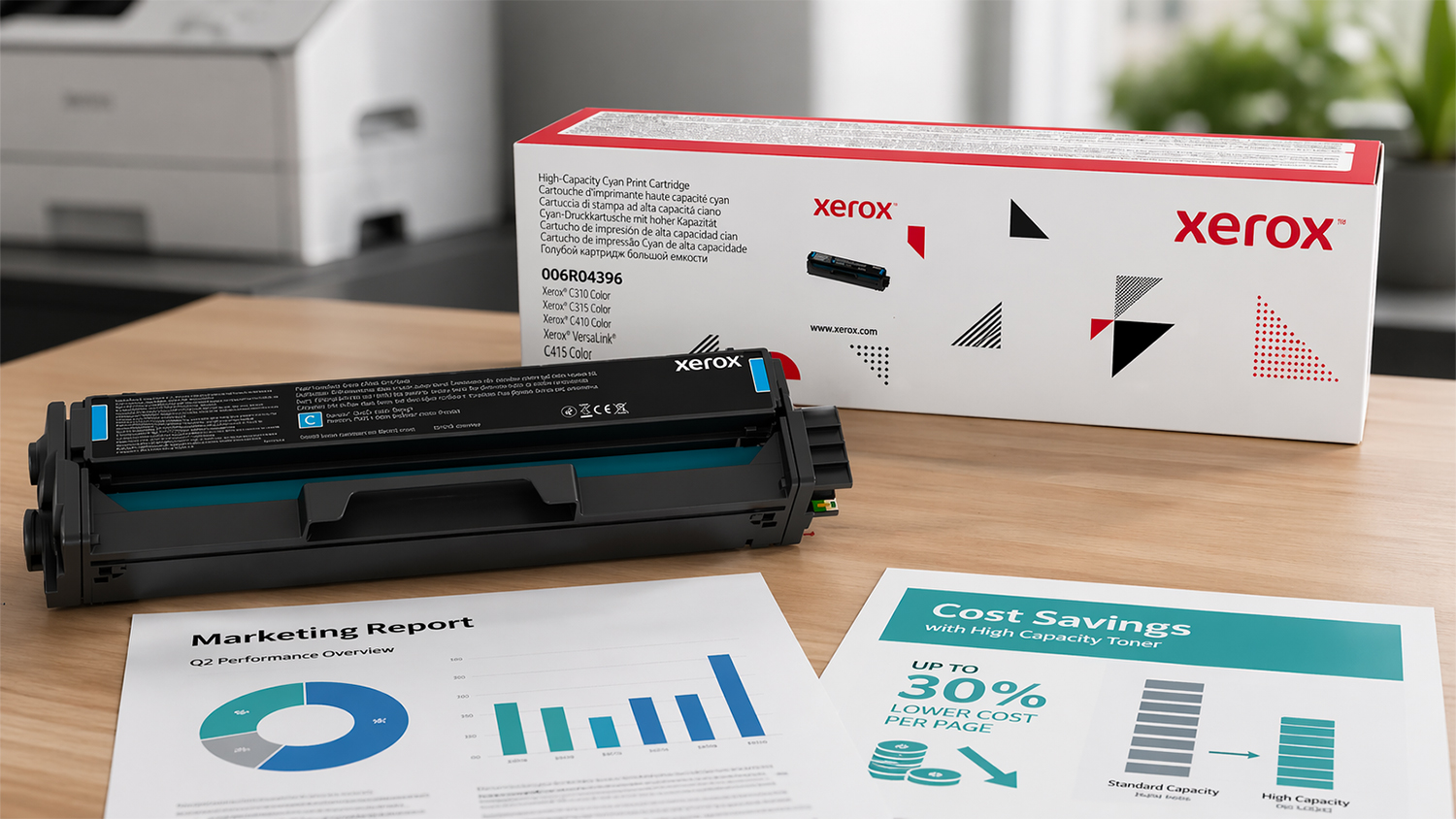 Toner origin&aacute;ln&iacute; Xerox 006R04396 High Capacity tyrkysov&yacute; 2500 stran demonstruj&iacute;c&iacute; vysokou kvalitu tisku a &uacute;sporu