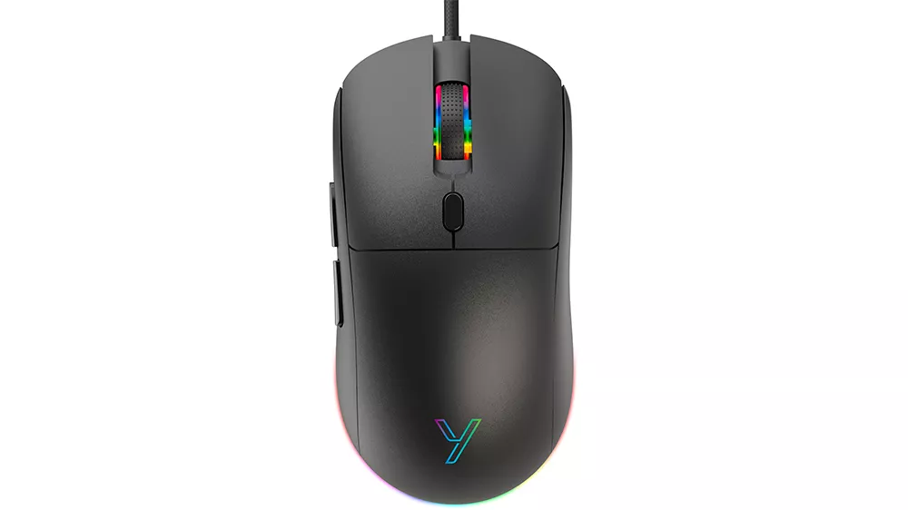 Herná myš Yenkee REAPER YMS 300BK na bielom pozadí zobrazujúca ergonomický tvar a programovateľné tlačidlá