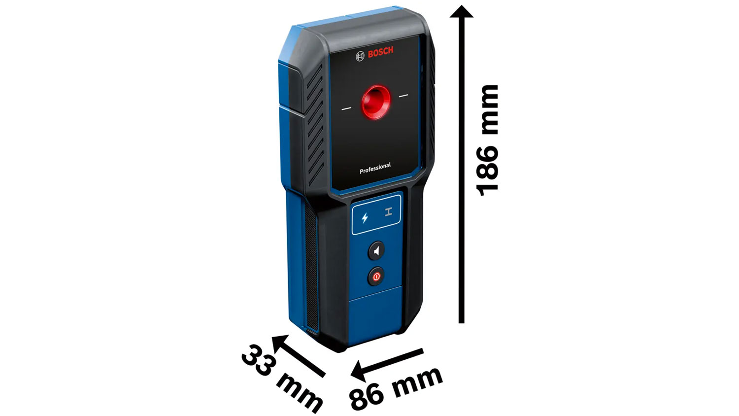 Rozměry detektoru Bosch GMS 100-23