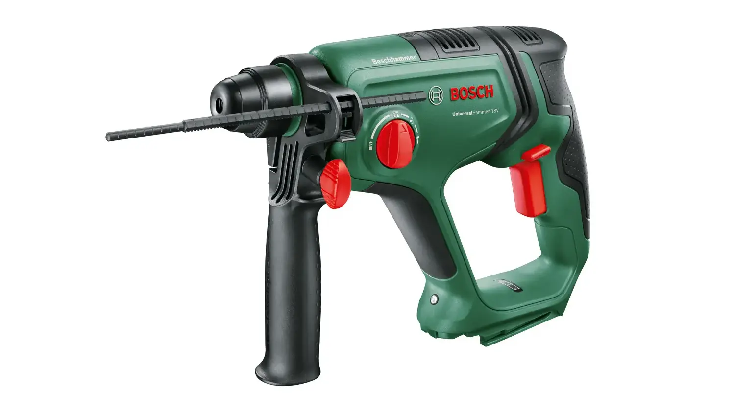 Akumulátorové vrtací kladivo Bosch UniversalHammer 18V zelené zboku