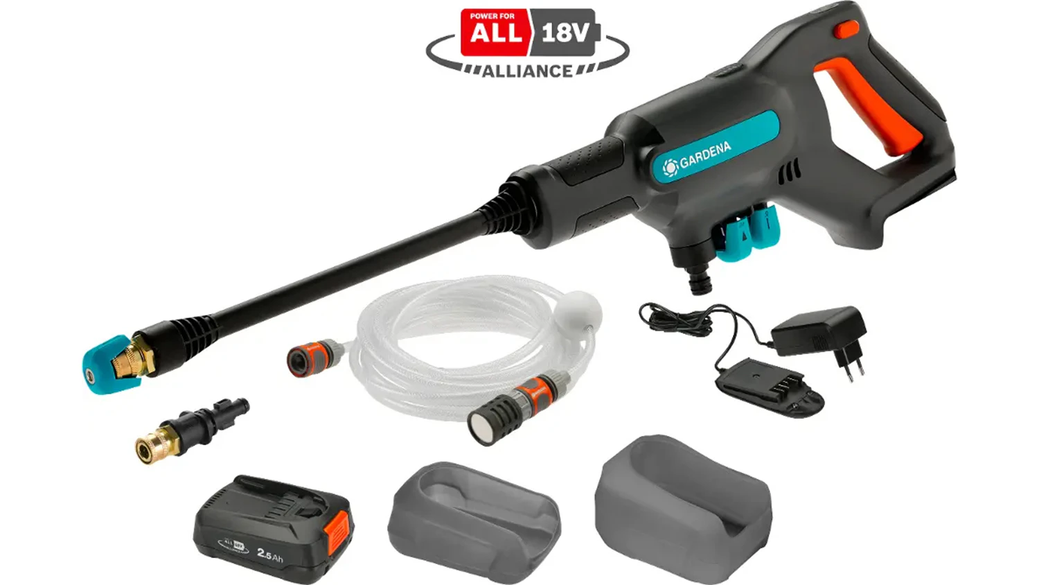 Akumul&aacute;torov&yacute; strednotlakov&yacute; čistič Gardena AquaClean 24/18V P4A set