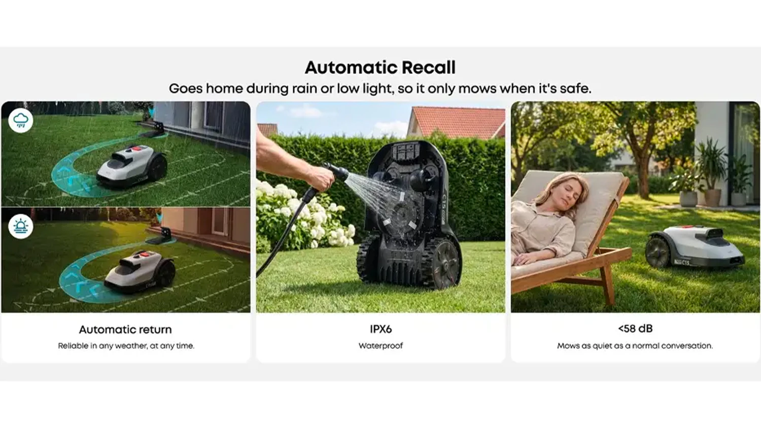 Robotická sekačka Anker eufy C15 s vizualizací vracení do nabíjecí stanice