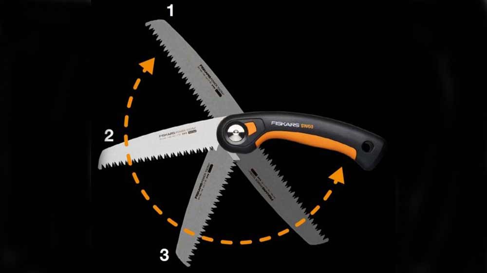 Tři nastavitelné polohy skládací pilky Fiskars Plus SW68_03