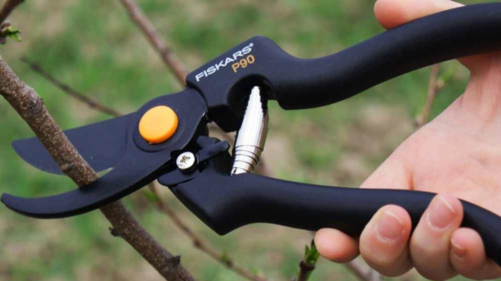 Stř&iacute;h&aacute;n&iacute; větv&iacute; profesion&aacute;ln&iacute;mi zahradn&iacute;mi nůžkami Fiskars P90_02