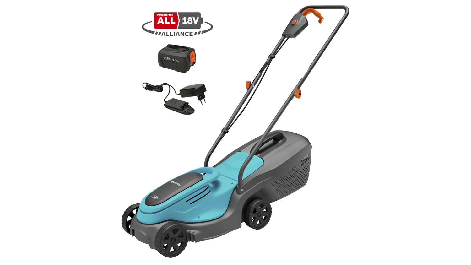Akumul&aacute;torov&aacute; kosačka Gardena PowerMax 30/18V P4A - set