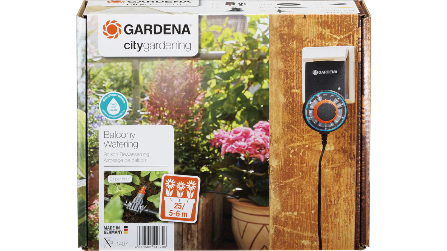 Automatické zavlažovanie kvetinových truhlíkov Gardena v originálnom balení