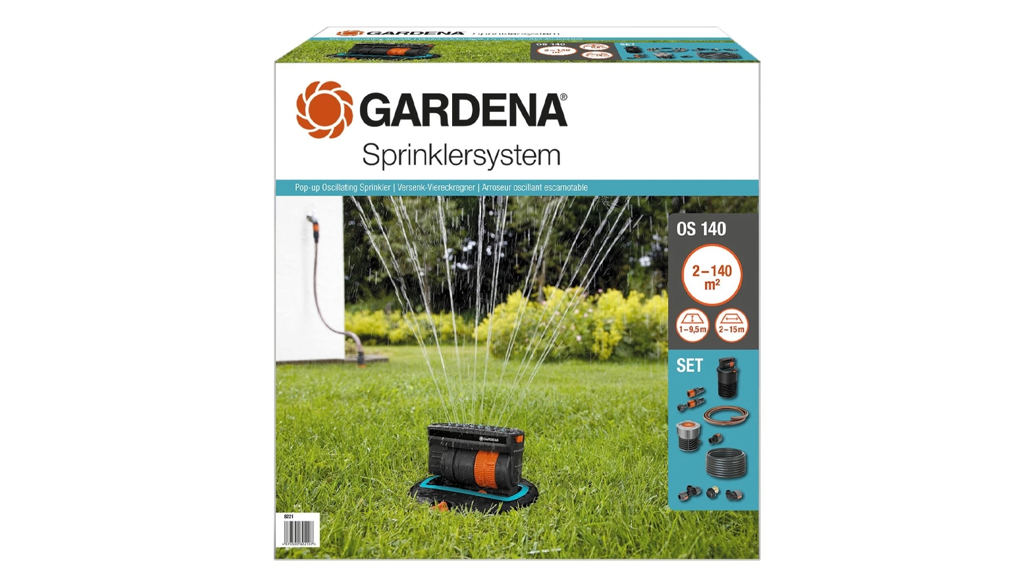 Zavlažovač GARDENA v krabici s príslušenstvom