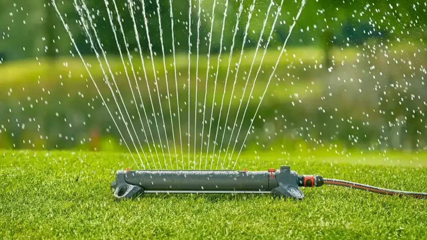 V&yacute;kyvn&yacute; zavlažovač Gardena AquaZoom L na zahradě