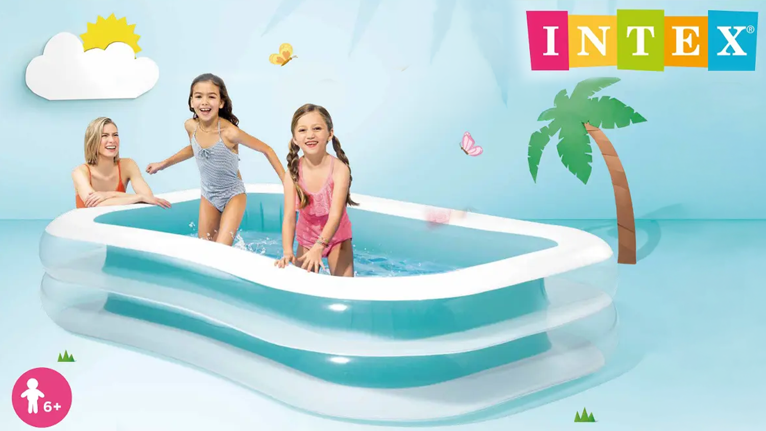 Rodinný bazén Intex Obdélníkový s dětmi a maminkou