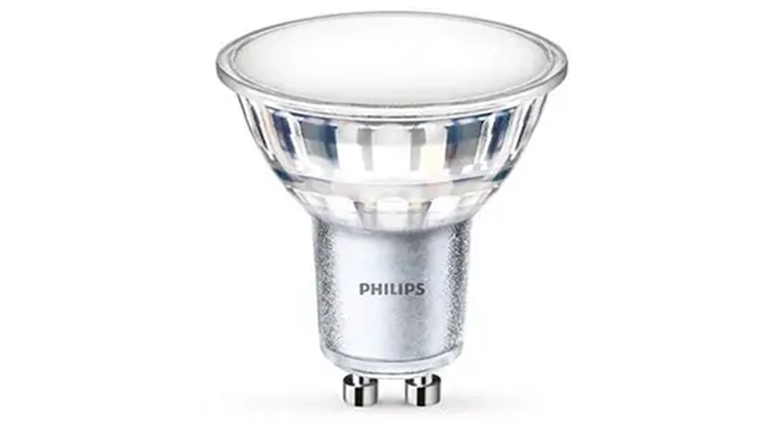 Žárovka Philips LEDClassic 550lm GU10 WH 120D na bílém pozadí